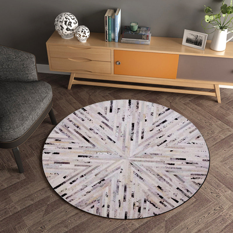 Multicolor Wood Look Geometric Carpet Cowhide Modern Carpet Stain Resistant Non-Slip Back Carpet for Home | Bowlift