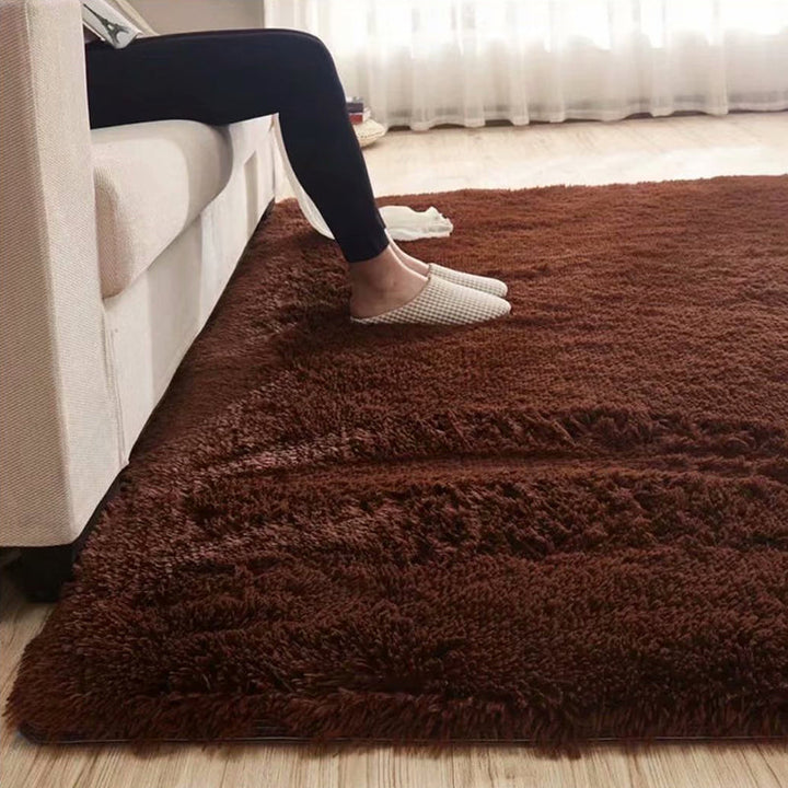 BowLift | Fluffy Plain Rug Multi Colored Casual Rug Synthetic Washable Pet Friendly Non-slip Carpet for Living Room