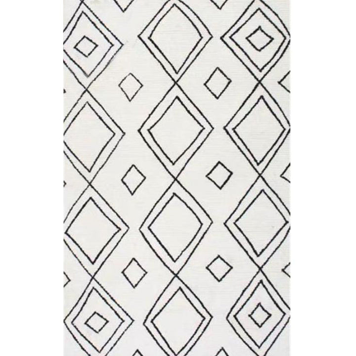 BowLift | Minimalistic diamond lines art rug multi-colored Southwestern rug synthetic washable non-slip pet-friendly rug for living room
