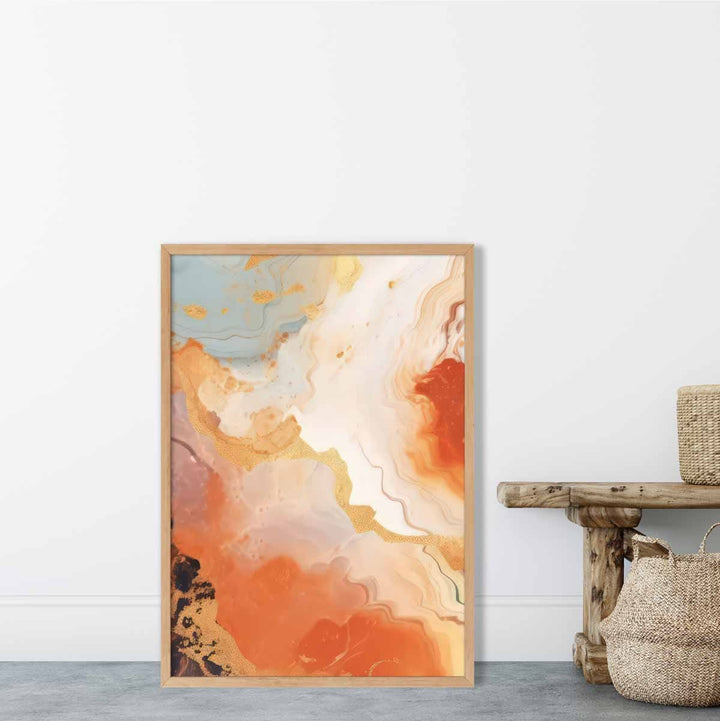 Abstract Painting Fluid Art Print Orange Gray and Gold No. 5 | Bowlift