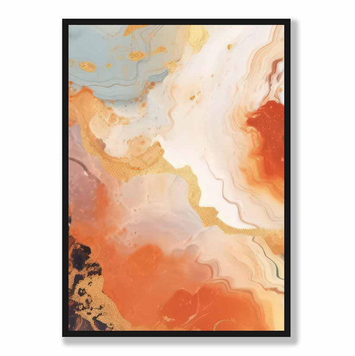 Abstract Painting Fluid Art Print Orange Gray and Gold No. 5 | Bowlift