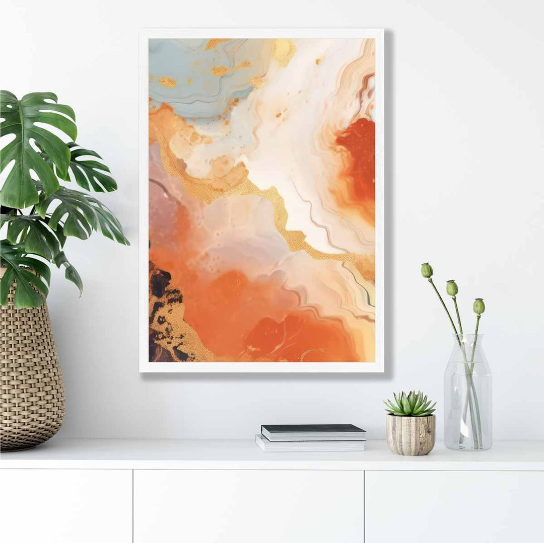 Abstract Painting Fluid Art Print Orange Gray and Gold No. 5 | Bowlift
