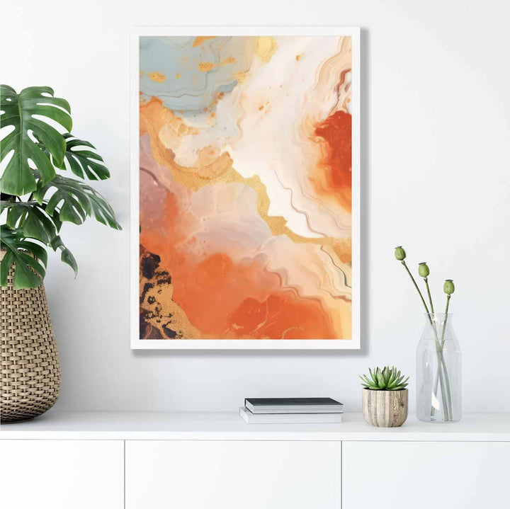 Abstract Painting Fluid Art Print Orange Gray and Gold No. 5 | Bowlift
