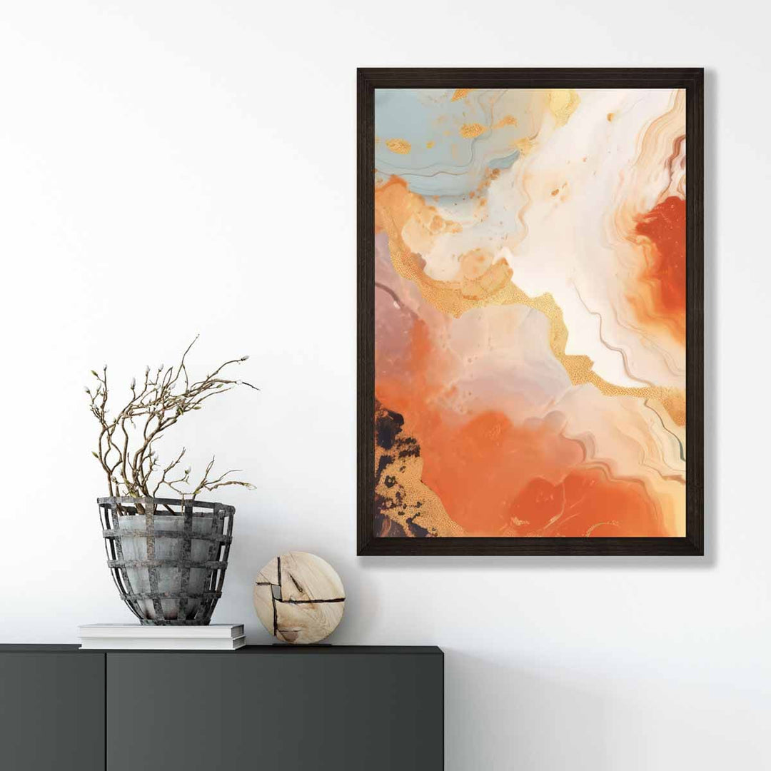 Abstract Painting Fluid Art Print Orange Gray and Gold No. 5 | Bowlift
