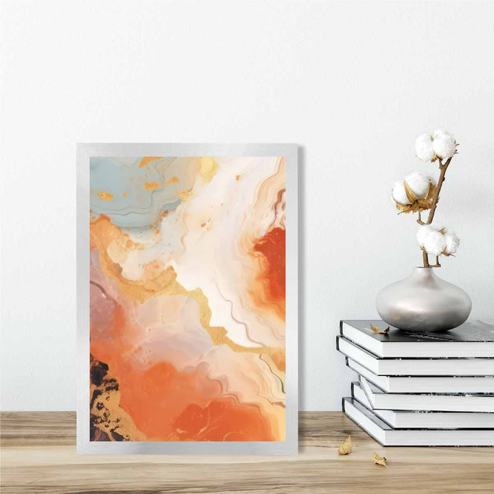 Abstract Painting Fluid Art Print Orange Gray and Gold No. 5 | Bowlift