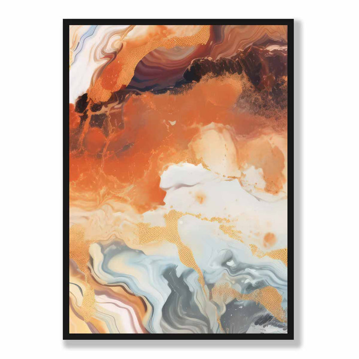 Abstract Painting Liquid Art Print Orange Gray and Gold No. 6 | Bowlift