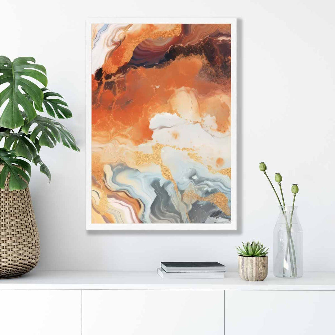 Abstract Painting Liquid Art Print Orange Gray and Gold No. 6 | Bowlift