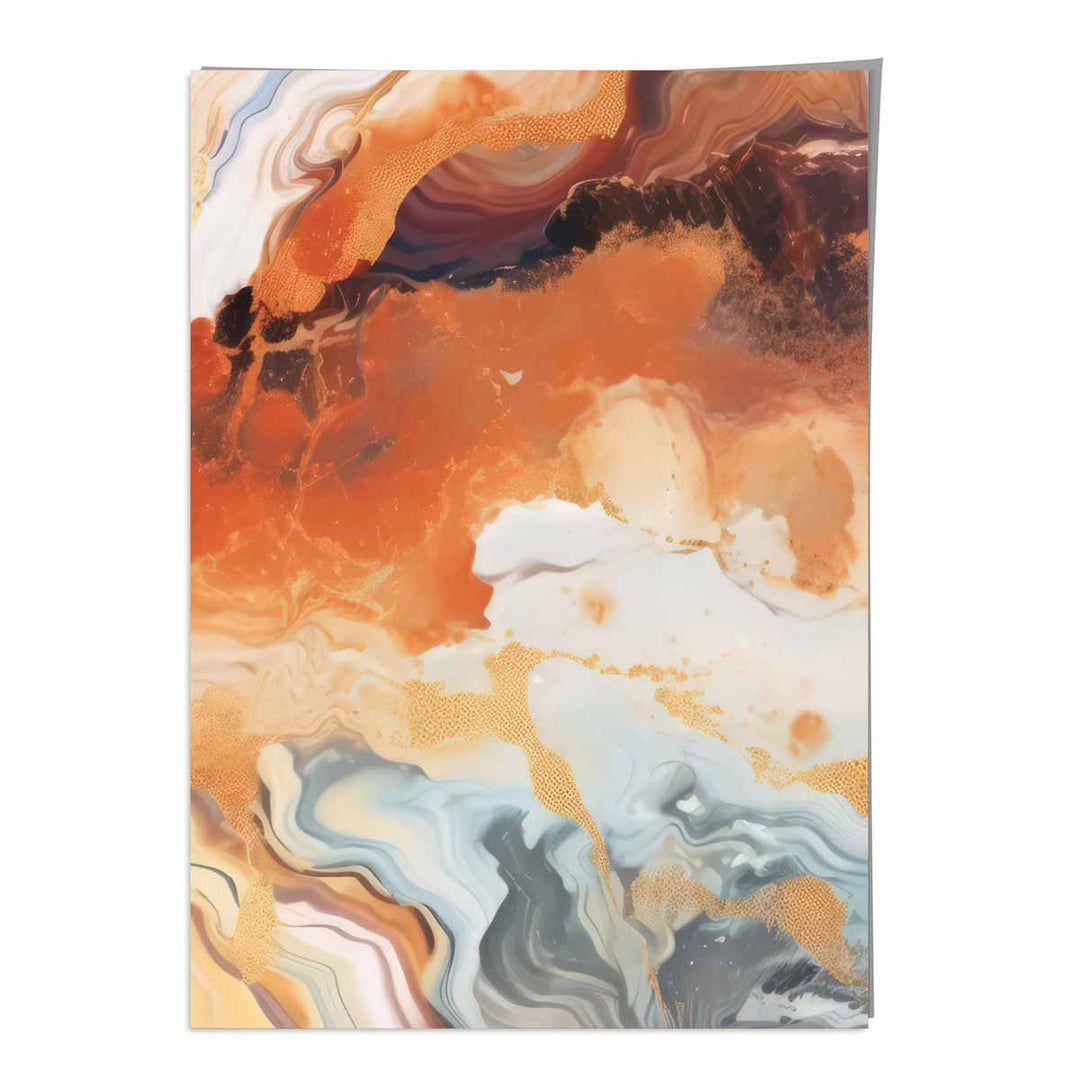 Abstract Painting Liquid Art Print Orange Gray and Gold No. 6 | Bowlift