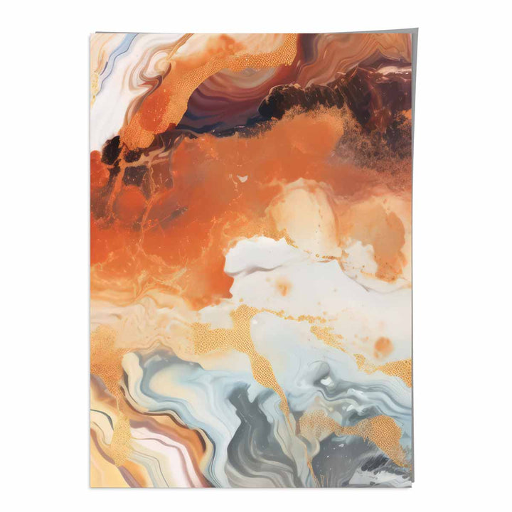 Abstract Painting Liquid Art Print Orange Gray and Gold No. 6 | Bowlift
