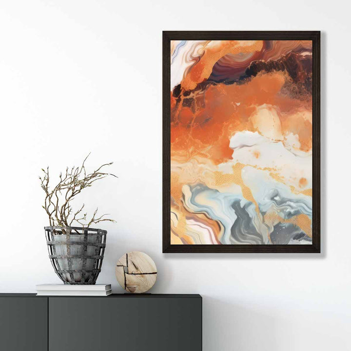 Abstract Painting Liquid Art Print Orange Gray and Gold No. 6 | Bowlift