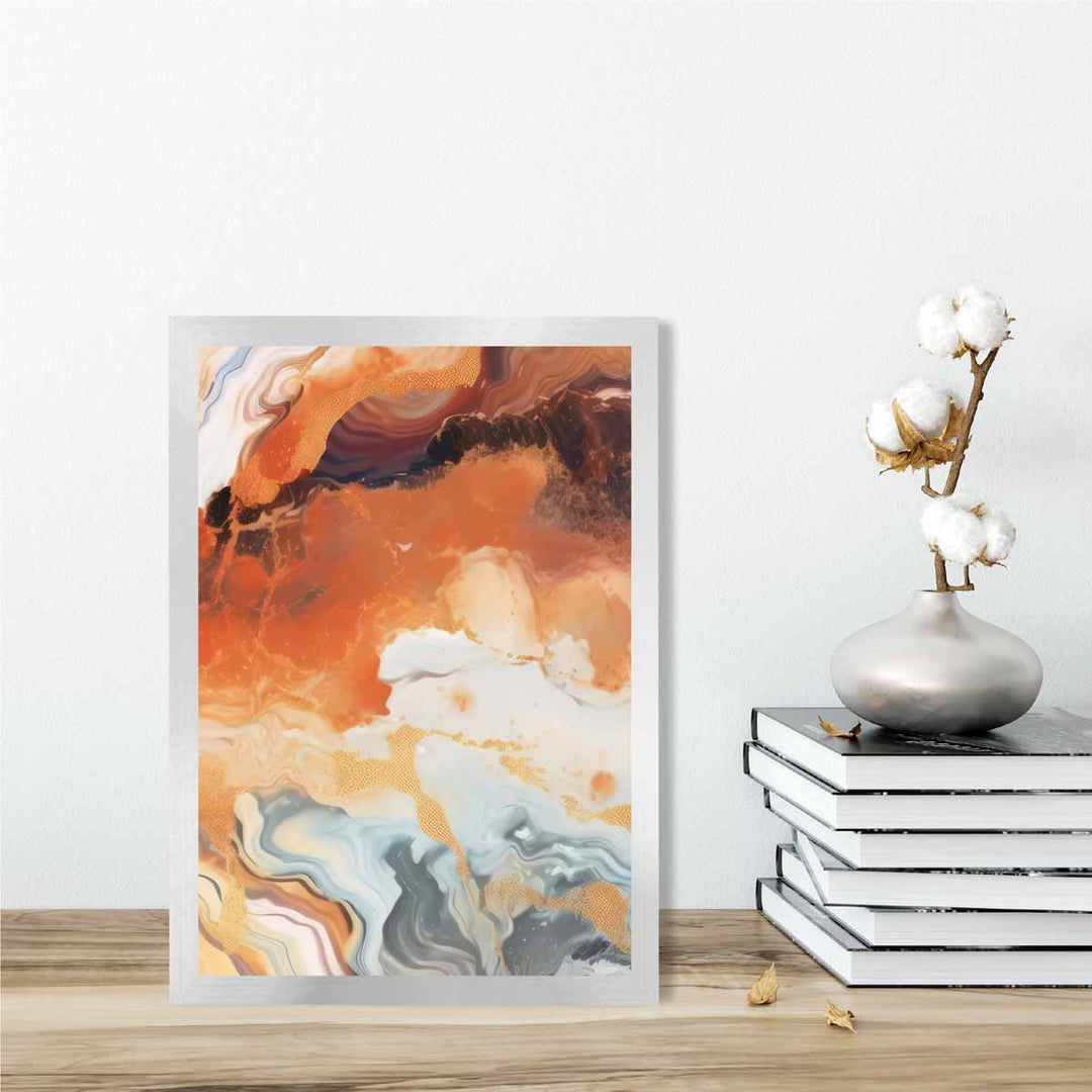 Abstract Painting Liquid Art Print Orange Gray and Gold No. 6 | Bowlift