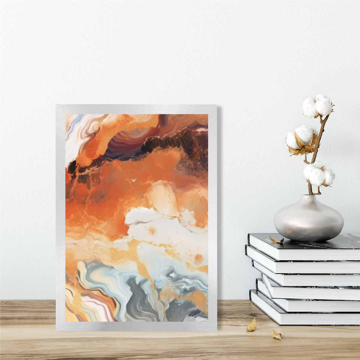 Abstract Painting Liquid Art Print Orange Gray and Gold No. 6 | Bowlift