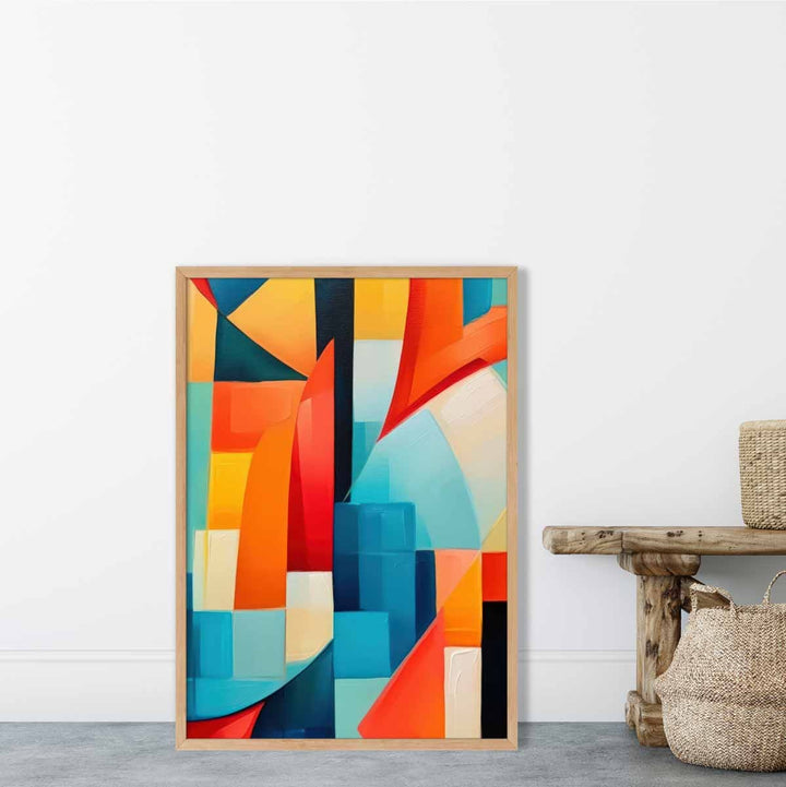 Abstract Painting Colorful Shapes Art Print Blue Red and Yellow No. 1 | Bowlift