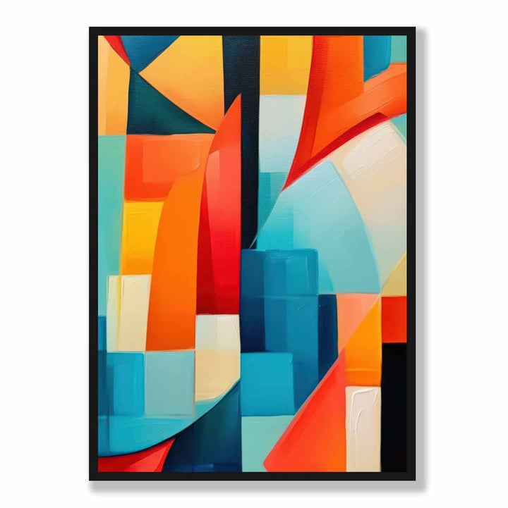 Abstract Painting Colorful Shapes Art Print Blue Red and Yellow No. 1 | Bowlift