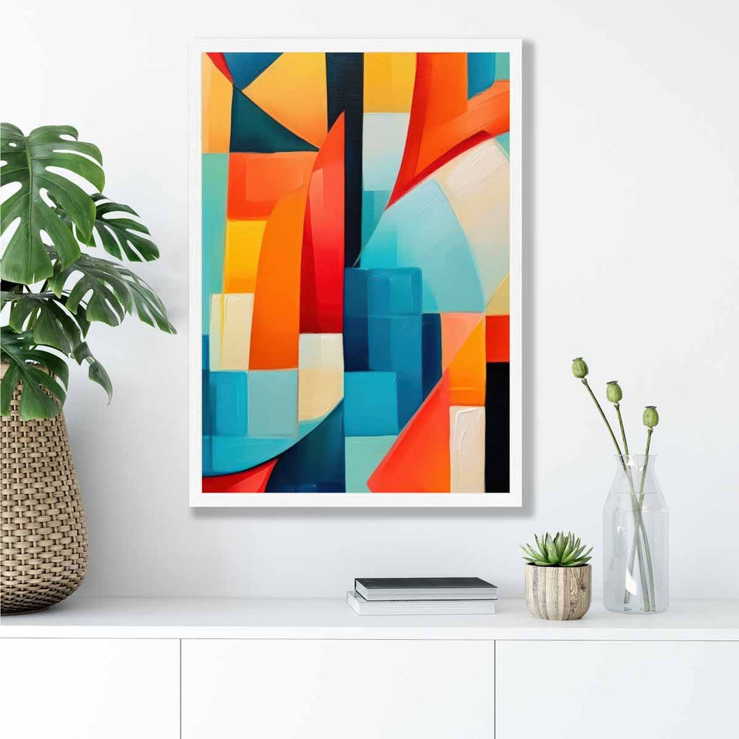 Abstract Painting Colorful Shapes Art Print Blue Red and Yellow No. 1 | Bowlift