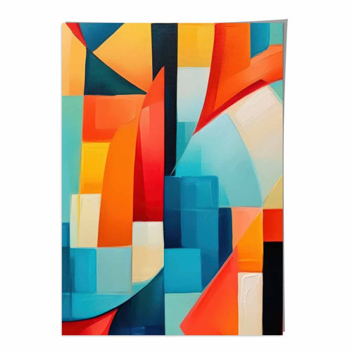 Abstract Painting Colorful Shapes Art Print Blue Red and Yellow No. 1 | Bowlift