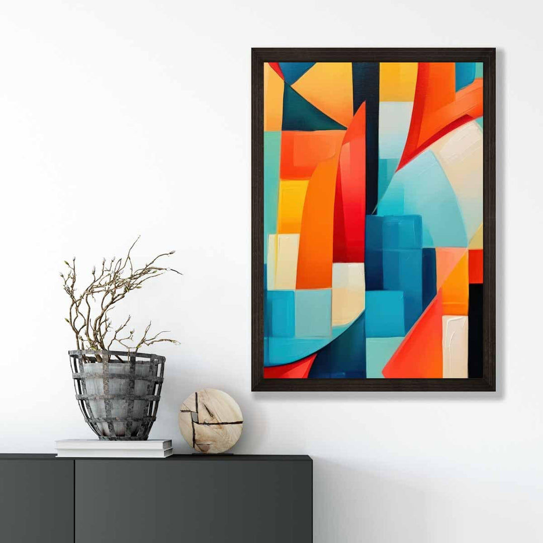 Abstract Painting Colorful Shapes Art Print Blue Red and Yellow No. 1 | Bowlift