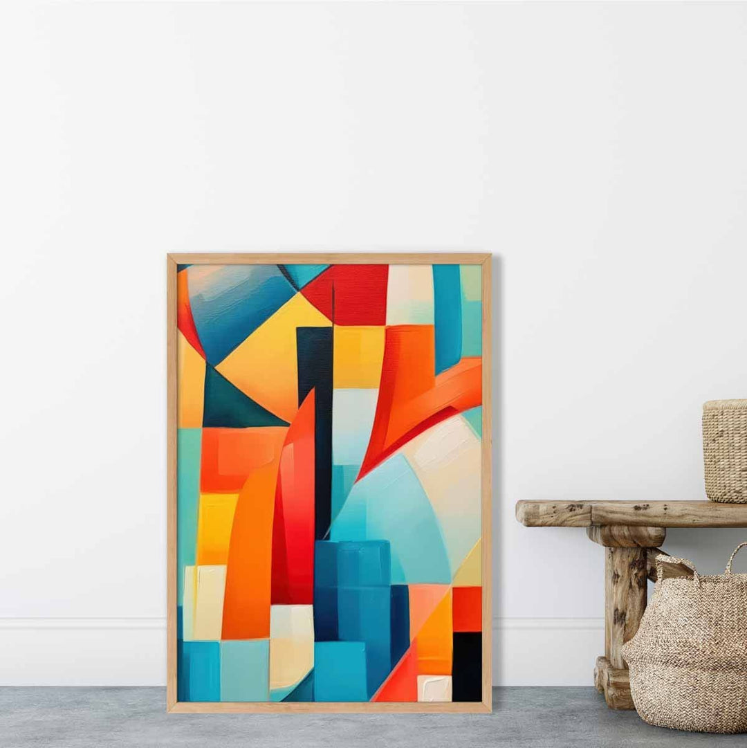 Abstract Painting Colored Shapes Art Print Blue Red and Yellow No. 2 | Bowlift