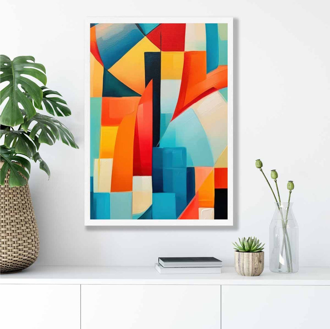 Abstract Painting Colored Shapes Art Print Blue Red and Yellow No. 2 | Bowlift