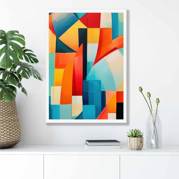 Abstract Painting Colored Shapes Art Print Blue Red and Yellow No. 2 | Bowlift