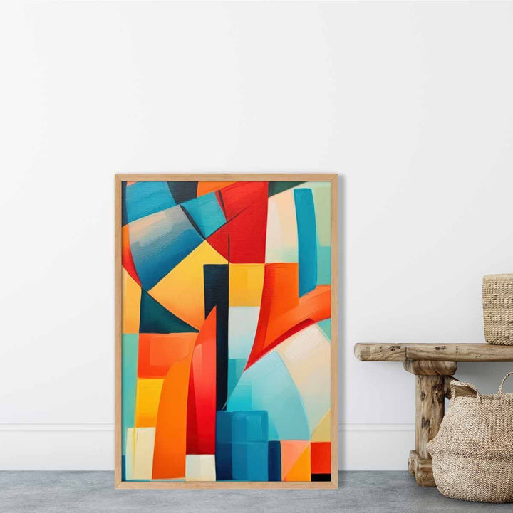 Abstract Painting Colorful Shapes Art Print Blue Red and Yellow No. 3 | Bowlift