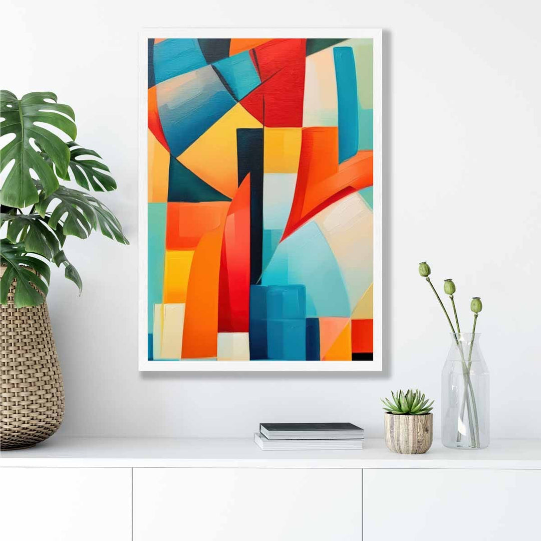 Abstract Painting Colorful Shapes Art Print Blue Red and Yellow No. 3 | Bowlift