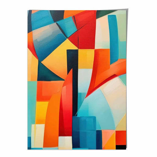 Abstract Painting Colorful Shapes Art Print Blue Red and Yellow No. 3 | Bowlift
