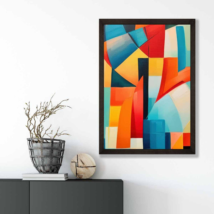 Abstract Painting Colorful Shapes Art Print Blue Red and Yellow No. 3 | Bowlift