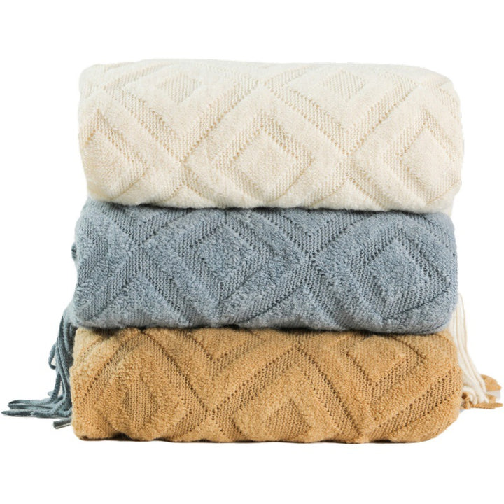 Women's Elegant Knit Blanket with Graphic Pattern Bowlift