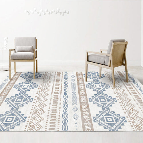 BowLift | Classic Multicolored Southwestern Carpet Polyester Geometry Rug Stain Resistant Non-Slip Pet-Friendly Rug for the Living Room