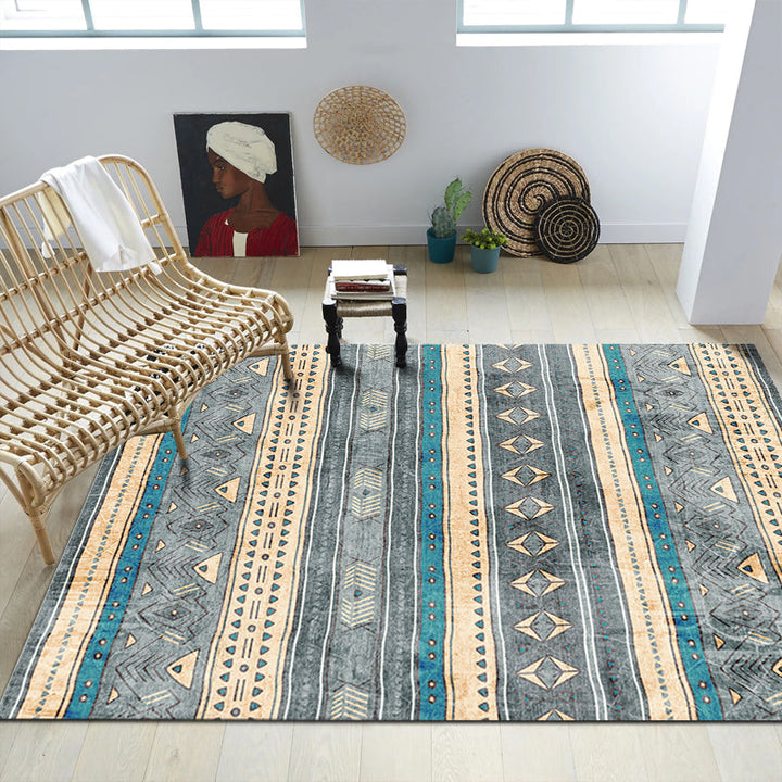BowLift | Southwest Tribal Print Rug Multicolor Polypropylene Rug Non-Slip Pet Friendly Washable Rug for the Living Room