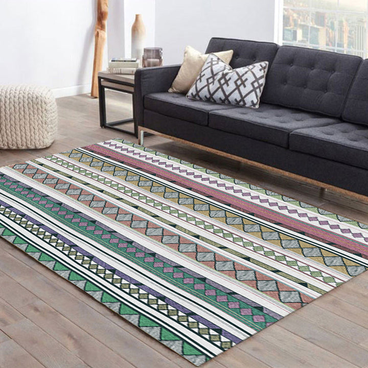 BowLift | Southwest Tribal Print Rug Multicolor Polypropylene Rug Non-Slip Pet Friendly Washable Rug for the Living Room