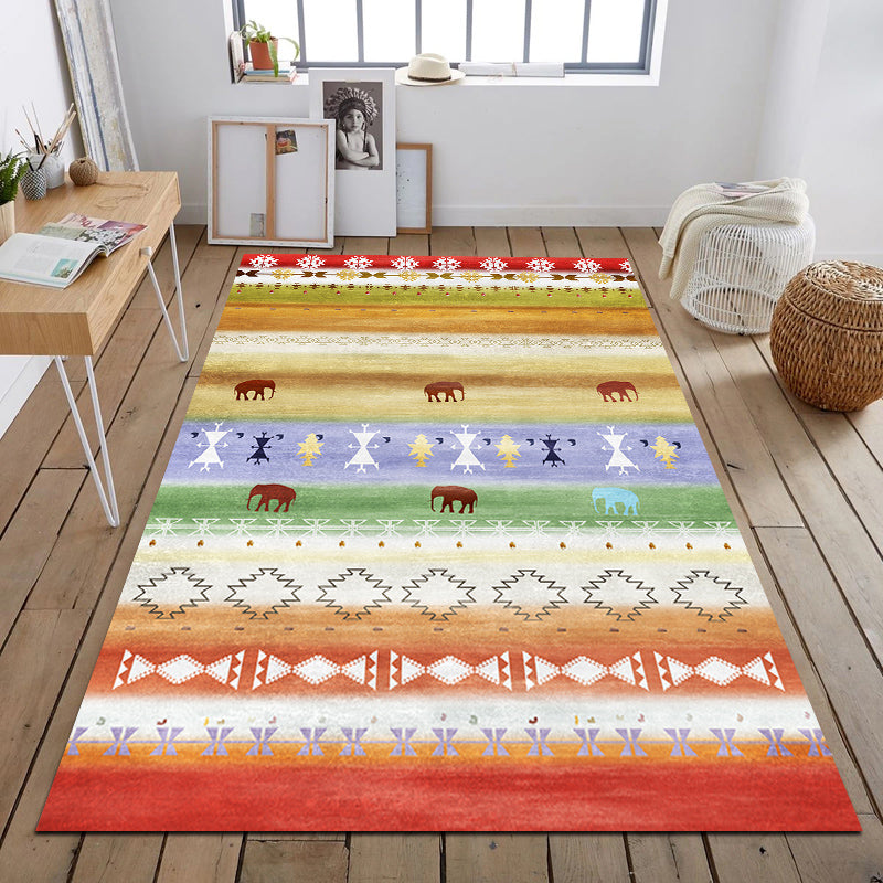 BowLift | Southwest Tribal Print Rug Multicolor Polypropylene Rug Non-Slip Pet Friendly Washable Rug for the Living Room