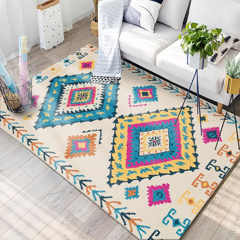 BowLift | Southwest Tribal Print Rug Multicolor Polypropylene Rug Non-Slip Pet Friendly Washable Rug for the Living Room