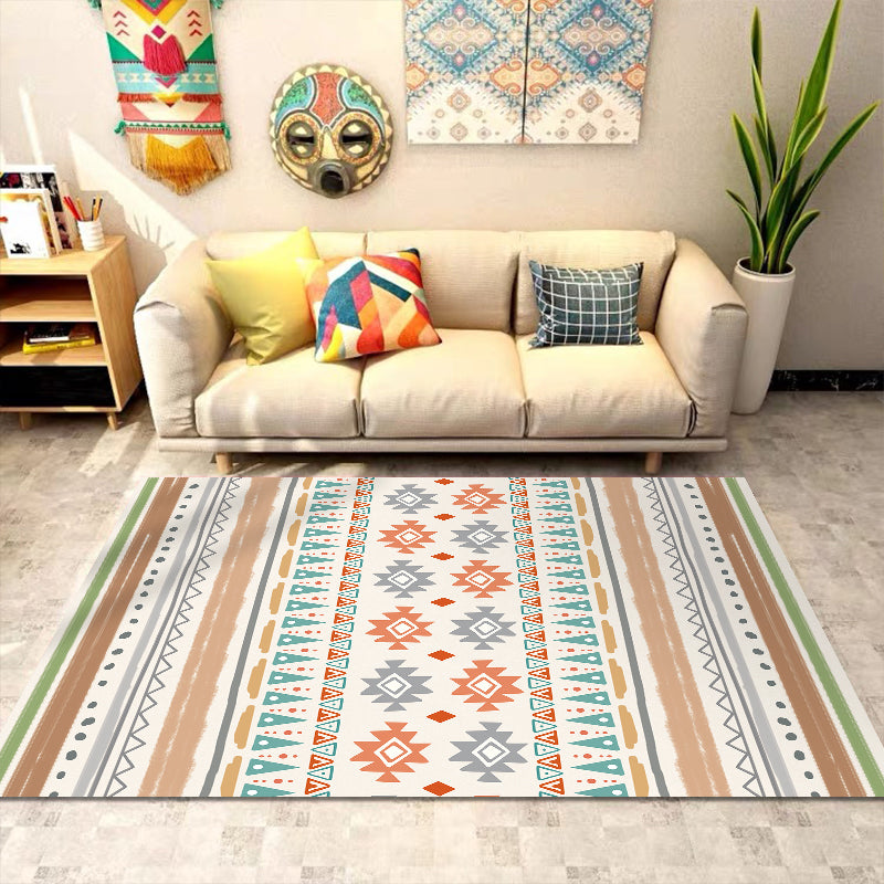 BowLift | Southwest Tribal Print Rug Multicolor Polypropylene Rug Non-Slip Pet Friendly Washable Rug for the Living Room