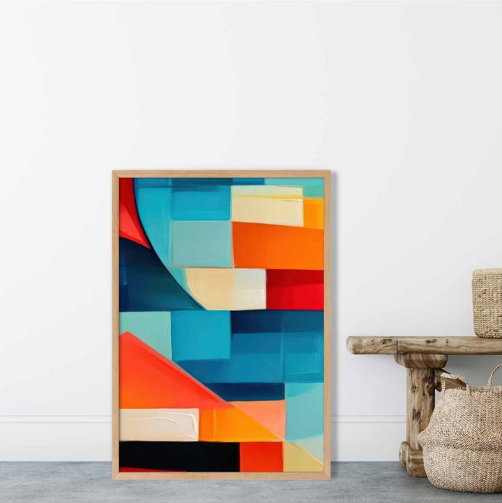 Abstract Painting Colorful Shapes Art Print Blue Red and Orange No. 1 | Bowlift
