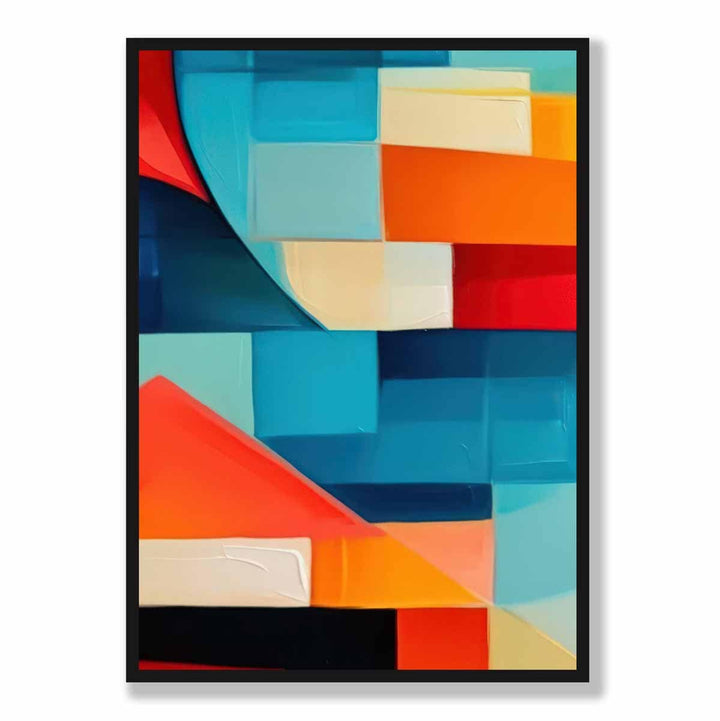 Abstract Painting Colorful Shapes Art Print Blue Red and Orange No. 1 | Bowlift