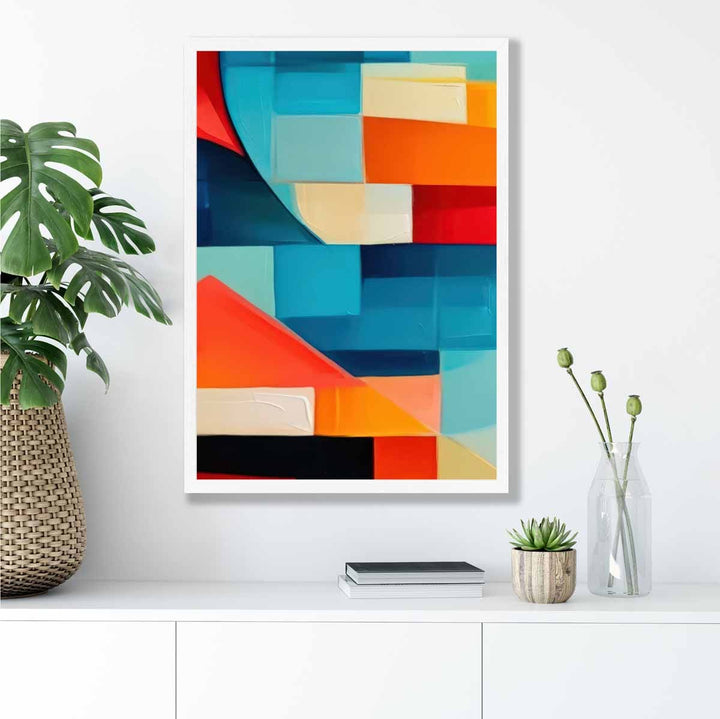 Abstract Painting Colorful Shapes Art Print Blue Red and Orange No. 1 | Bowlift