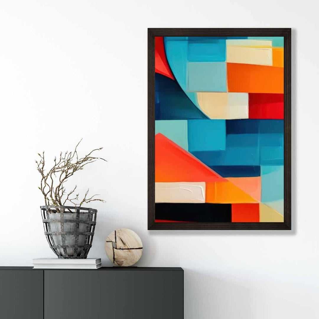 Abstract Painting Colorful Shapes Art Print Blue Red and Orange No. 1 | Bowlift