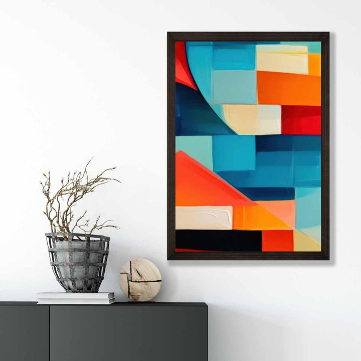 Abstract Painting Colorful Shapes Art Print Blue Red and Orange No. 1 | Bowlift