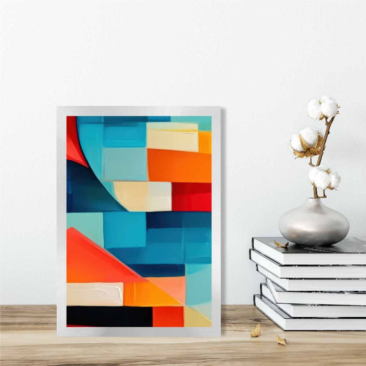 Abstract Painting Colorful Shapes Art Print Blue Red and Orange No. 1 | Bowlift
