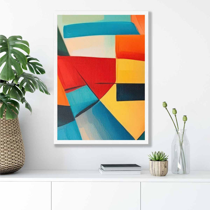 Abstract Painting Colored Shapes Art Print Blue Red and Yellow No. 4 | Bowlift