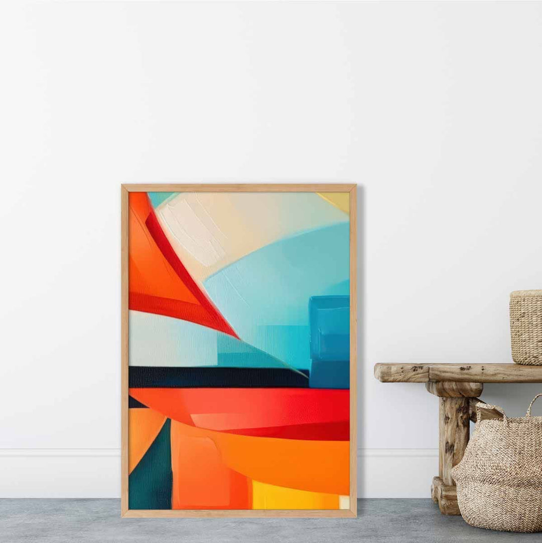 Abstract Painting Colorful Shapes Art Print Blue Red and Orange No. 2 | Bowlift