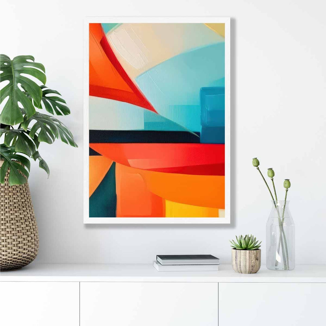 Abstract Painting Colorful Shapes Art Print Blue Red and Orange No. 2 | Bowlift
