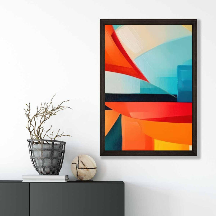 Abstract Painting Colorful Shapes Art Print Blue Red and Orange No. 2 | Bowlift