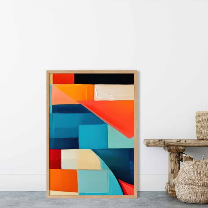 Abstract Painting Colorful Shapes Art Print Blue Red and Orange No. 3 | Bowlift