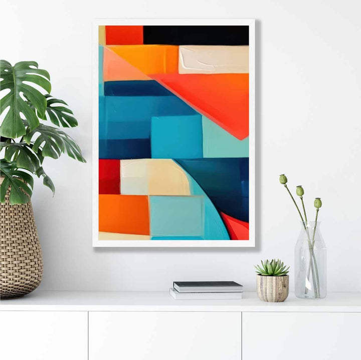 Abstract Painting Colorful Shapes Art Print Blue Red and Orange No. 3 | Bowlift