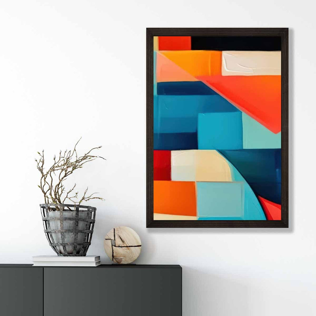 Abstract Painting Colorful Shapes Art Print Blue Red and Orange No. 3 | Bowlift