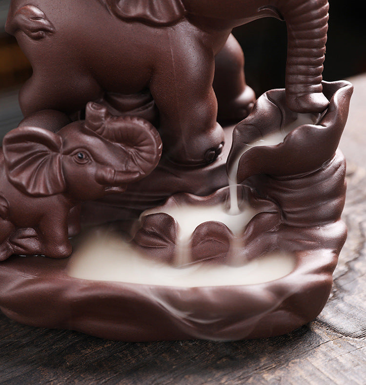 Elephant Theme Decorative Waterfall Incense Holder