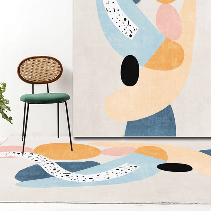 BowLift | Nordic Interior Rug Multicolor Color Block Abstract Print Rug Polyester Stain Resistant Non-Slip Back Machine Washable Rug